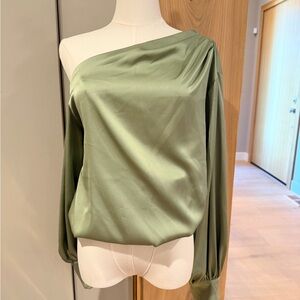Elegant Olive Green One-Shoulder Top